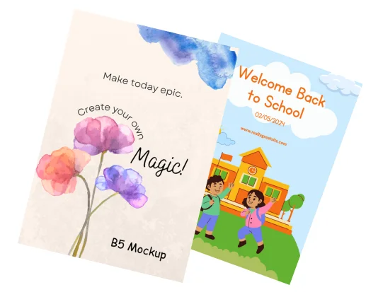 The best quality Vibrant custom single-color B5 flyers with welcome back to school books.